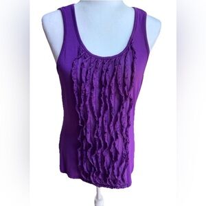 Design History Women’s Purple Ruffle Front Tank Top Size Large